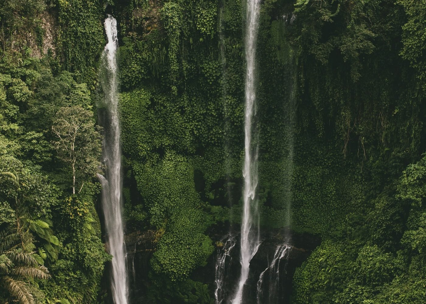 Twin cascades of Sekumpul Waterfall in North Bali